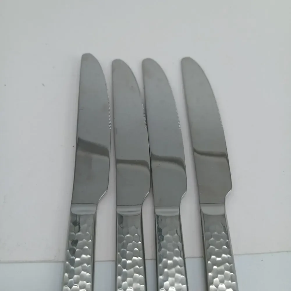 4X BK Splendide 18/10 Stainless Butter Dinner Knives Hammered Mali David Shaw